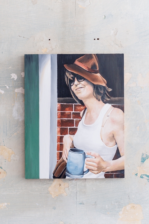 Chrissie in Kreuzberg by Saegan Swanson | Oil on panel Chrissie in Kreuzberg